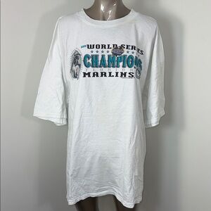 Vintage 2003 World Series Champions Marlins White Graphic Tee